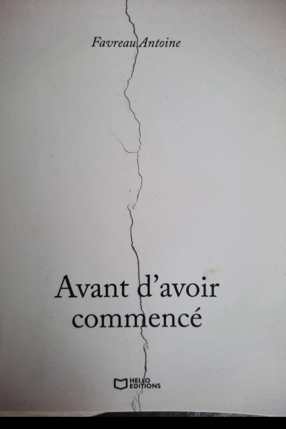 1ère de couverture de Avant d'avoir commencé